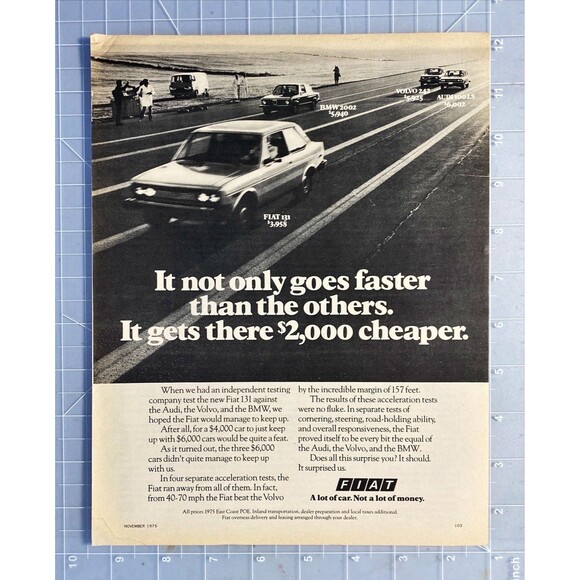 Fiat 131 "A Lot of Car. Not a Lot of Money" Vintage Print Ad 1975 - Picture 2 of 3